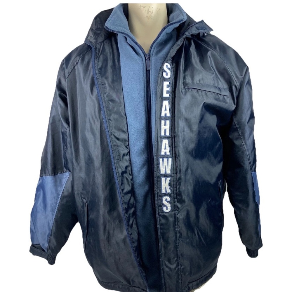 NFL Seattle Seahawks 2 Layer Jacket With Hood Full Zip Mens Large Free Shipping